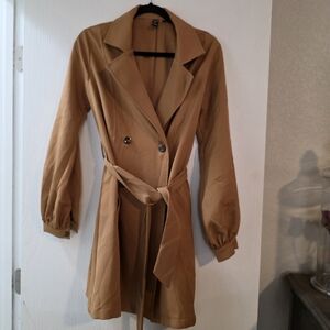 Women's Tan Double-Breasted Coat